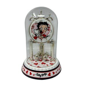 Betty Boop Anniversary Clock 2006 Cloche Glass Dome Gold Balls Pendulum 8 Inch